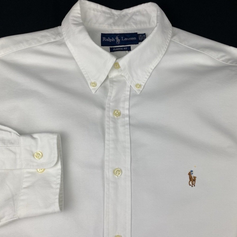 Ralph Lauren Shirt Mens 17.5-34/35 White Classic Fit Button-Down